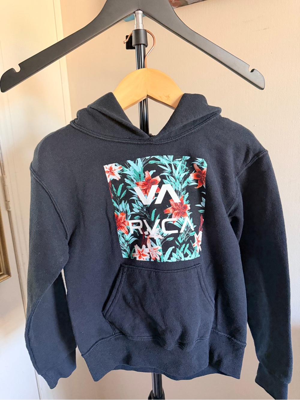 RVCA Boys Black Graphic Hoodie – Size Small